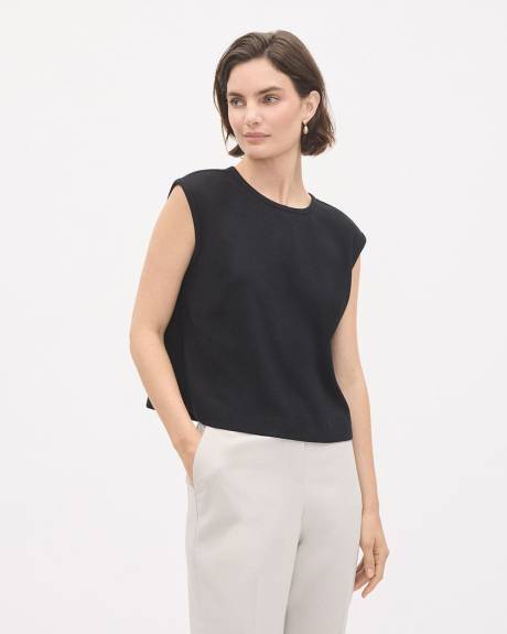 Crew-Neck Crepe Cami