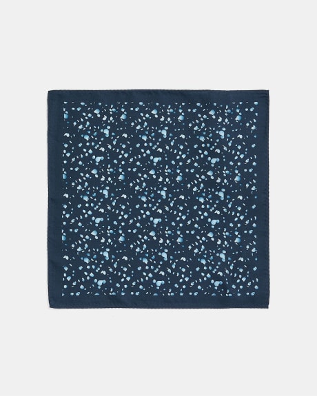 Navy Blue Handkerchief with Aqua Flowers