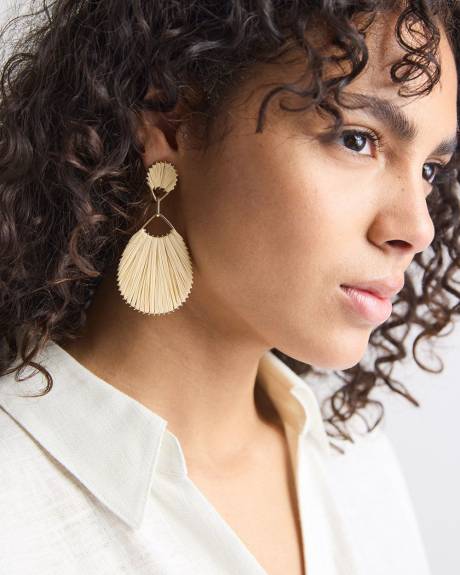 Raffia Earrings with Pendants