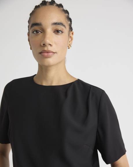 Blouse Bimatière à Manches Courtes et Col Rond