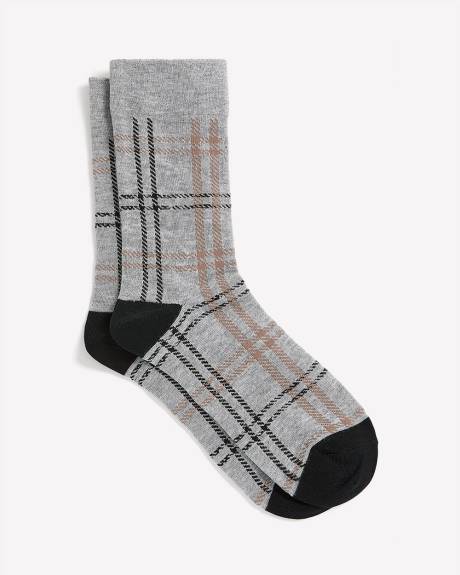 Crew Socks with Plaid Pattern