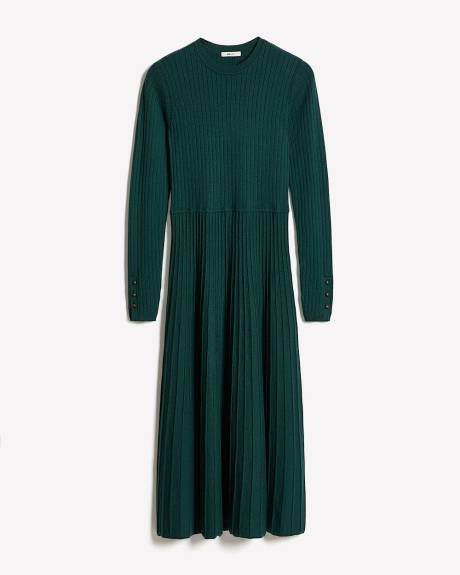 Long-Sleeve Ribbed Midi Sweater Dress