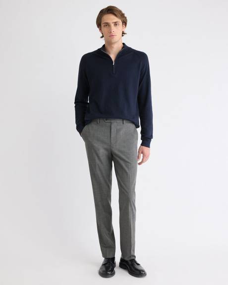 Pull à Col Montant à Demi-Zip et Manches Longues