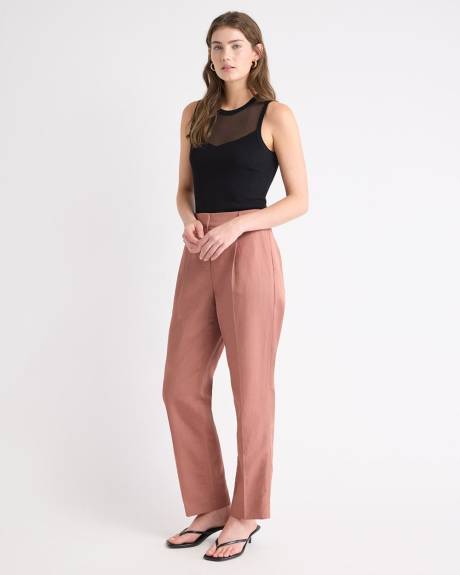 Crew-Neck Ribbed Cami with Sheer Yoke