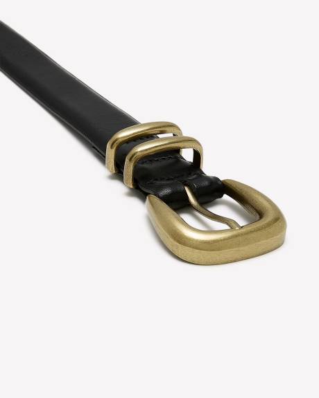 Leather Belt with Bold Buckle