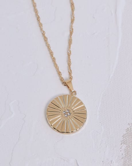 Long Necklace with Disc Pendant