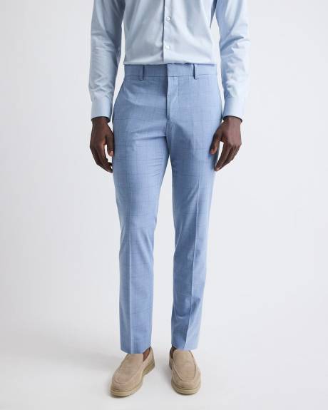 Pantalon de Complet Bleu Ciel à Carreaux à Coupe Étroite