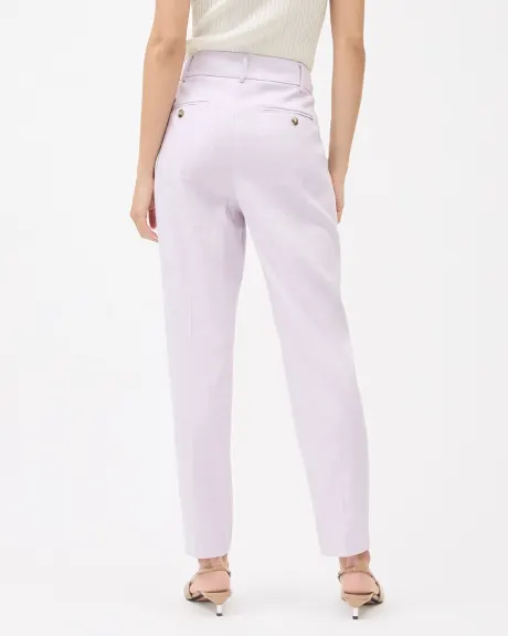 Two-Tone Tapered-Leg High-Rise Linen Pant