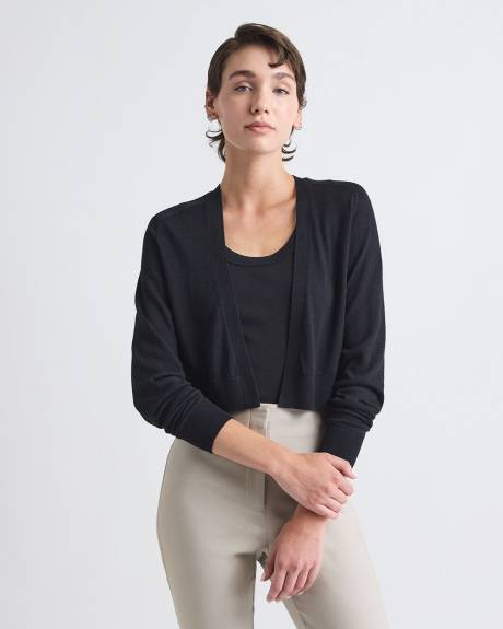 Long-Sleeve Open Cropped Cardigan
