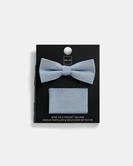 Light Blue Bow Tie and Handkerchief - Gift Set