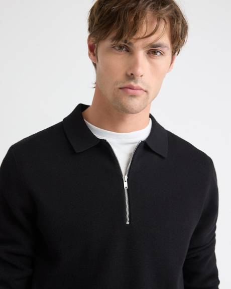 Long-Sleeve Half-Zip Polo Sweater