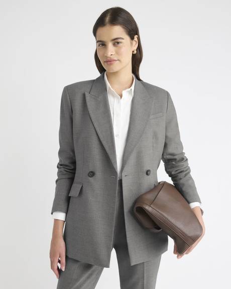 Wool-Blend Double-Breasted Hourglass Blazer