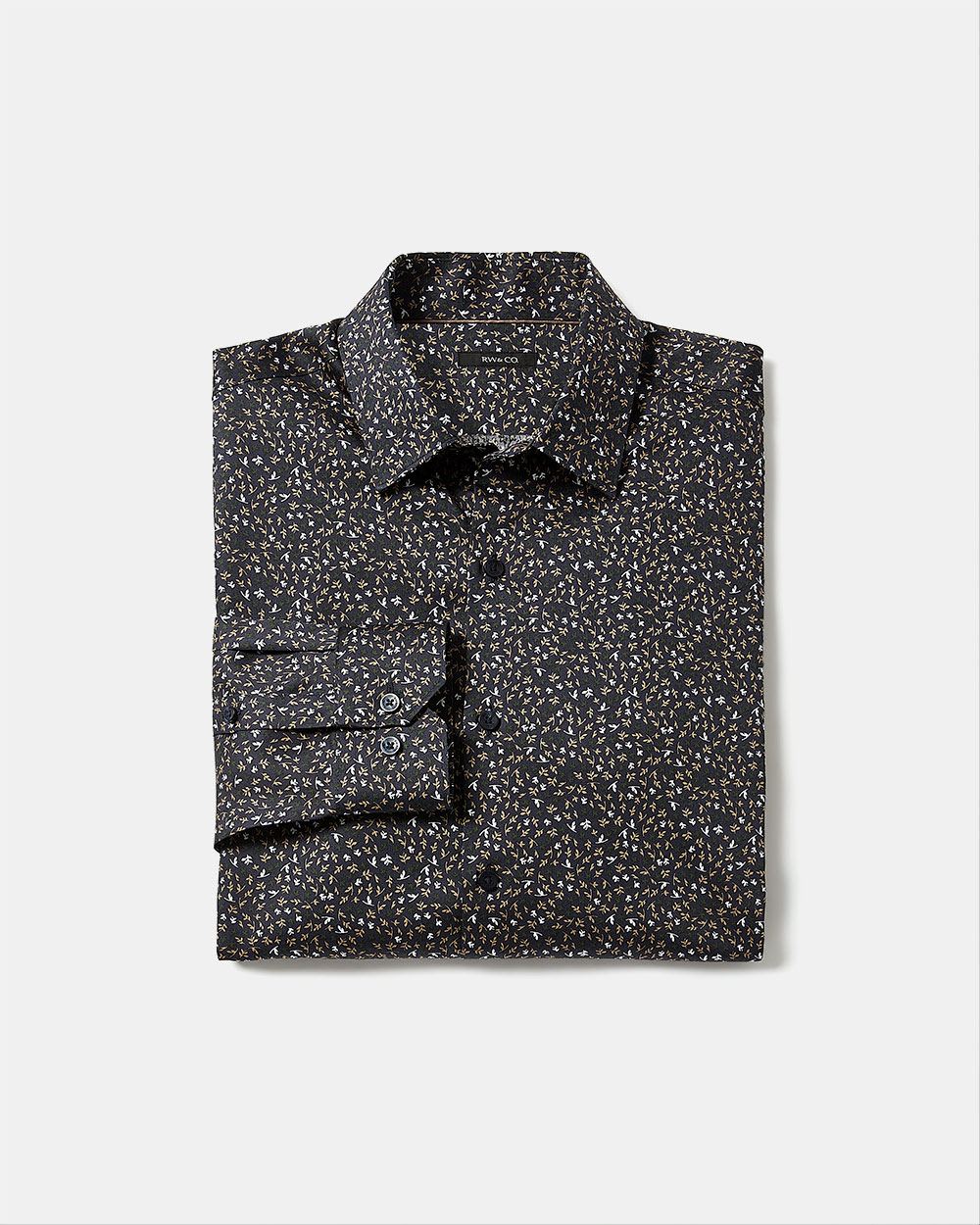 Tailored-Fit Dress Shirt with Micro Foliage Print | RW&CO.