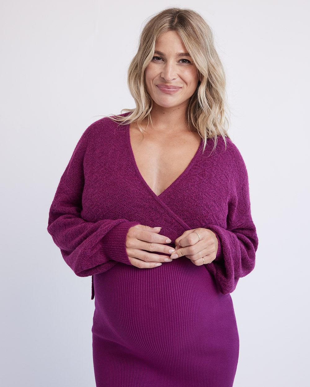 Ribbed Bodycon Dress and Cardigan - Thyme Maternity