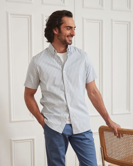 Tailored Fit Short-Sleeve Striped Shirt