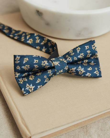 Teal Bow Tie with Tonal Flowers