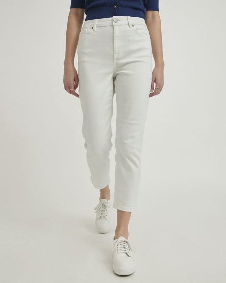 Jeans Blanc Taille Haute à Jambe Droite Longueur Cheville