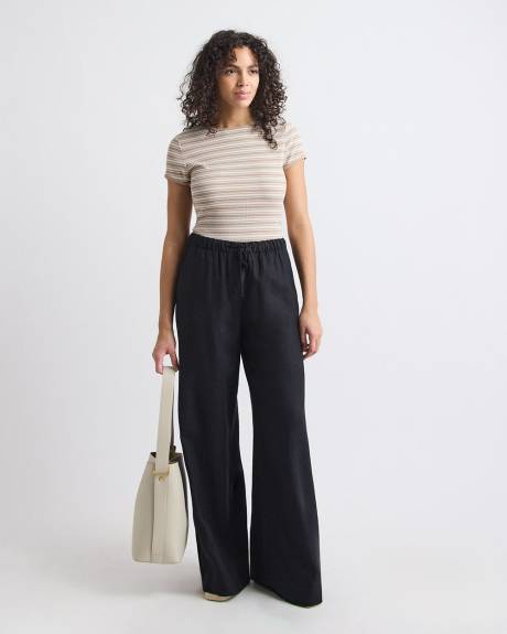 Linen Mid-Rise Wide-Leg Pant