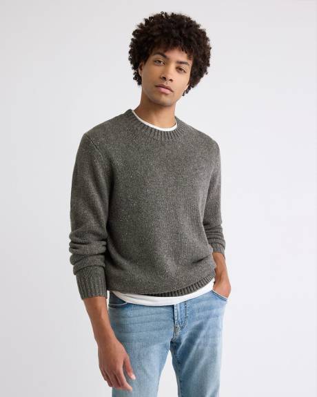 Long-Sleeve Crew-Neck Sweater with Neps
