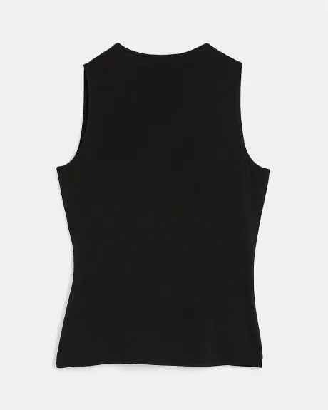 Black Sleeveless Wrap Front T-Shirt