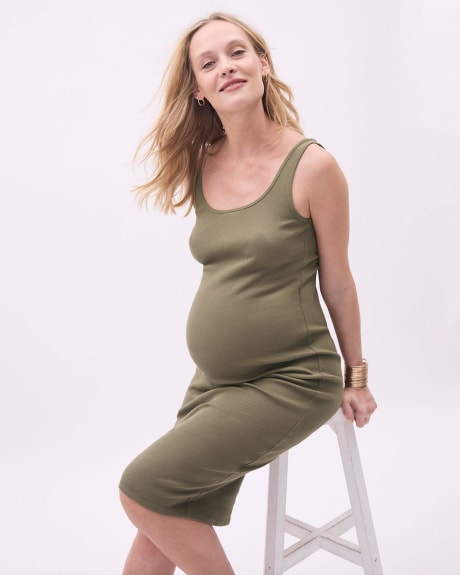 Sleeveless Ribbed Midi Dress - Thyme Maternity
