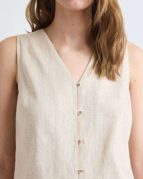 Solid Sleeveless Linen-Blend Blouse