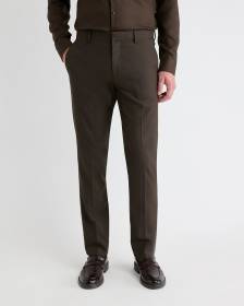 Slim-Fit Dark Brown Brushed Twill Pant