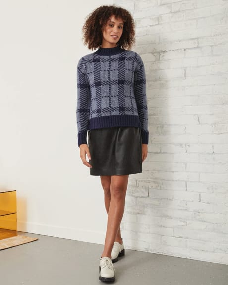 Novelty Plaid High-Low Sweater