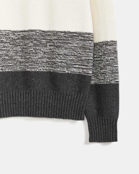 Crew Neck Pullover Sweater with Colour Block Stripes