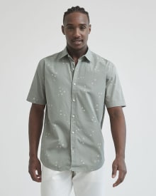 Short-Sleeve Cotton Shirt with Floral Print