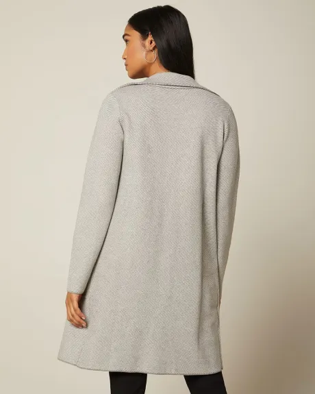 Longline patterned sweater coat