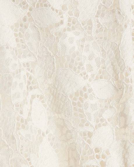 Short-Sleeve Crew-Neck Lace Blouse