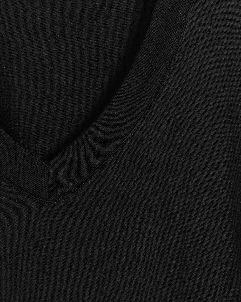 T-Shirt Basique En Coton Et Modal À Encolure V