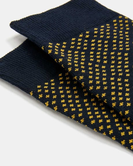 Navy Socks with Yellow Argyle Pattern