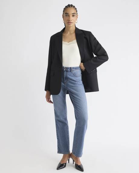 Wool-Blend Oversized One-Button Blazer