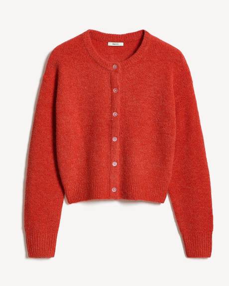 Wool-Blend Long-Sleeve Crew-Neck Cardigan