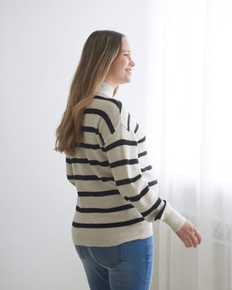 Striped Spongy Mock-Neck Sweater - Thyme Maternity