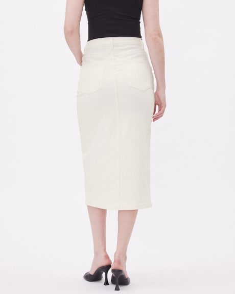 Midi Cream Denim Skirt
