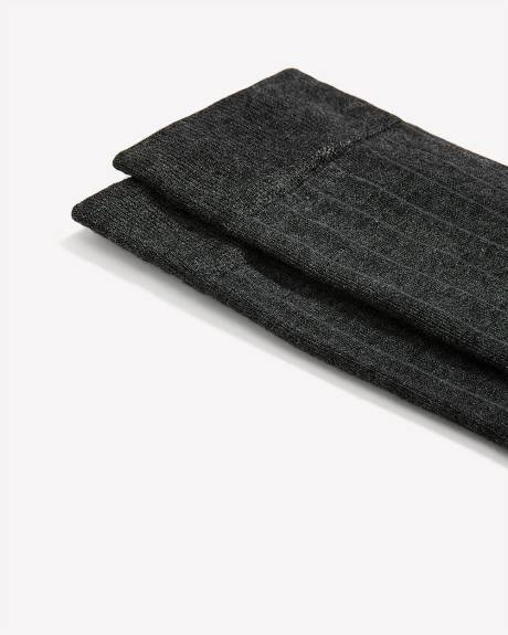 Grey Dress Socks with Striped Pattern