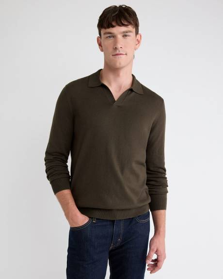 Long-Sleeve Sweater with Johnny Collar