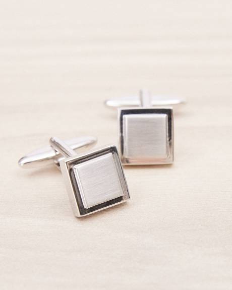Square Matte Silver Cuff Links