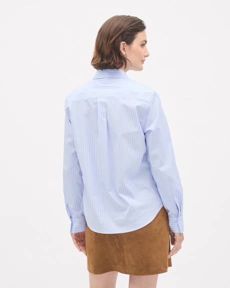 Striped Long-Sleeve Buttoned-Down Poplin Blouse