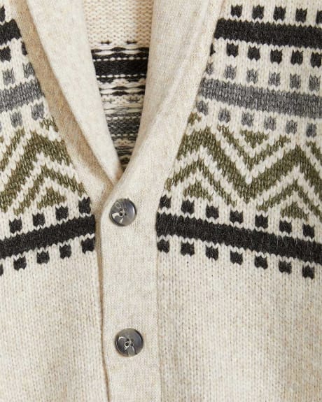 Shawl Collar Cardigan with Jacquard Pattern