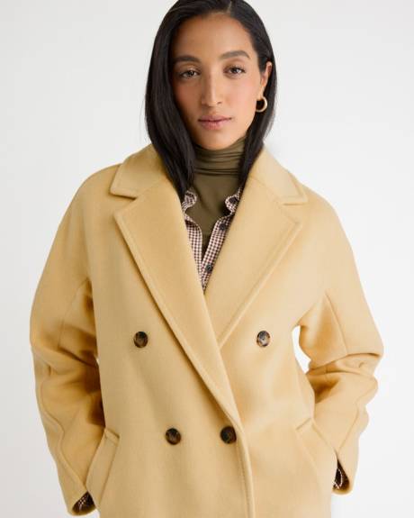 Melton Wool-Blend Double-Breasted Peacoat