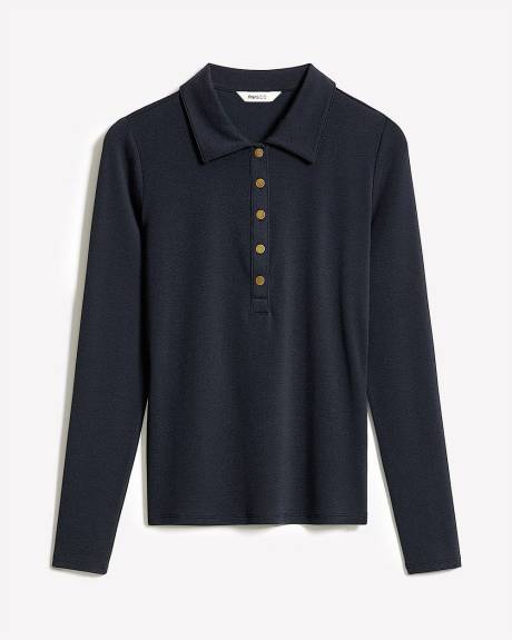 Luxe Knit Long-Sleeve Polo