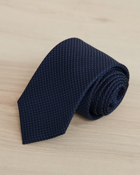 Cravate Régulière Bleue à Motif Géométrique à Pois
