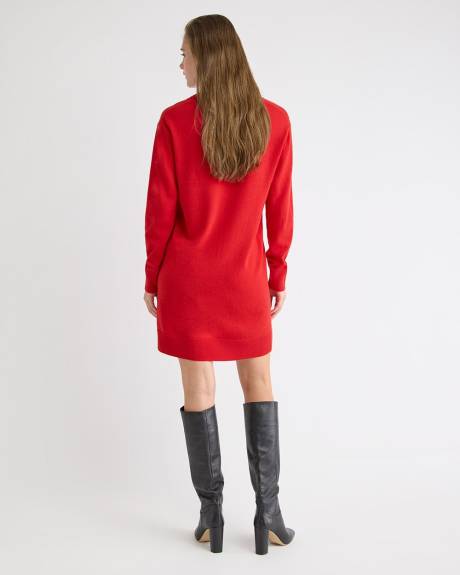 Robe en Laine Mérinos à Manches Longues et Col V