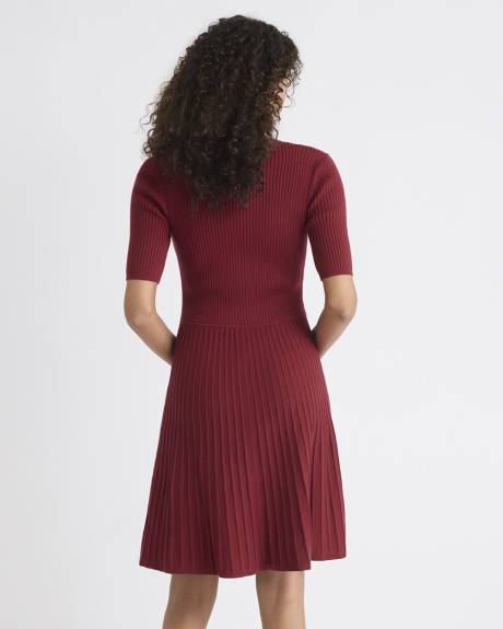 Cotton-Merino-Blend Short-Sleeve Ribbed Polo Dress