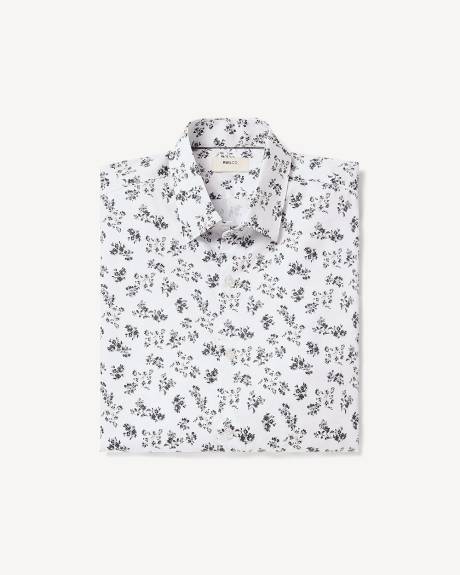 Tailored-Fit Dress Shirt with Floral Pattern