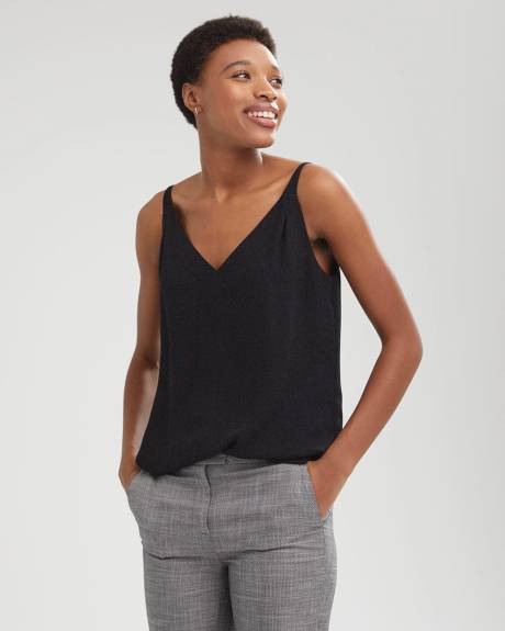 Camisole en Cr&ecirc;pe Col V &agrave; &Eacute;paules Pliss&eacute;es